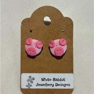 WHITE RABBIT JEWELRY DESIGN Piggy Earrings Studs NEW